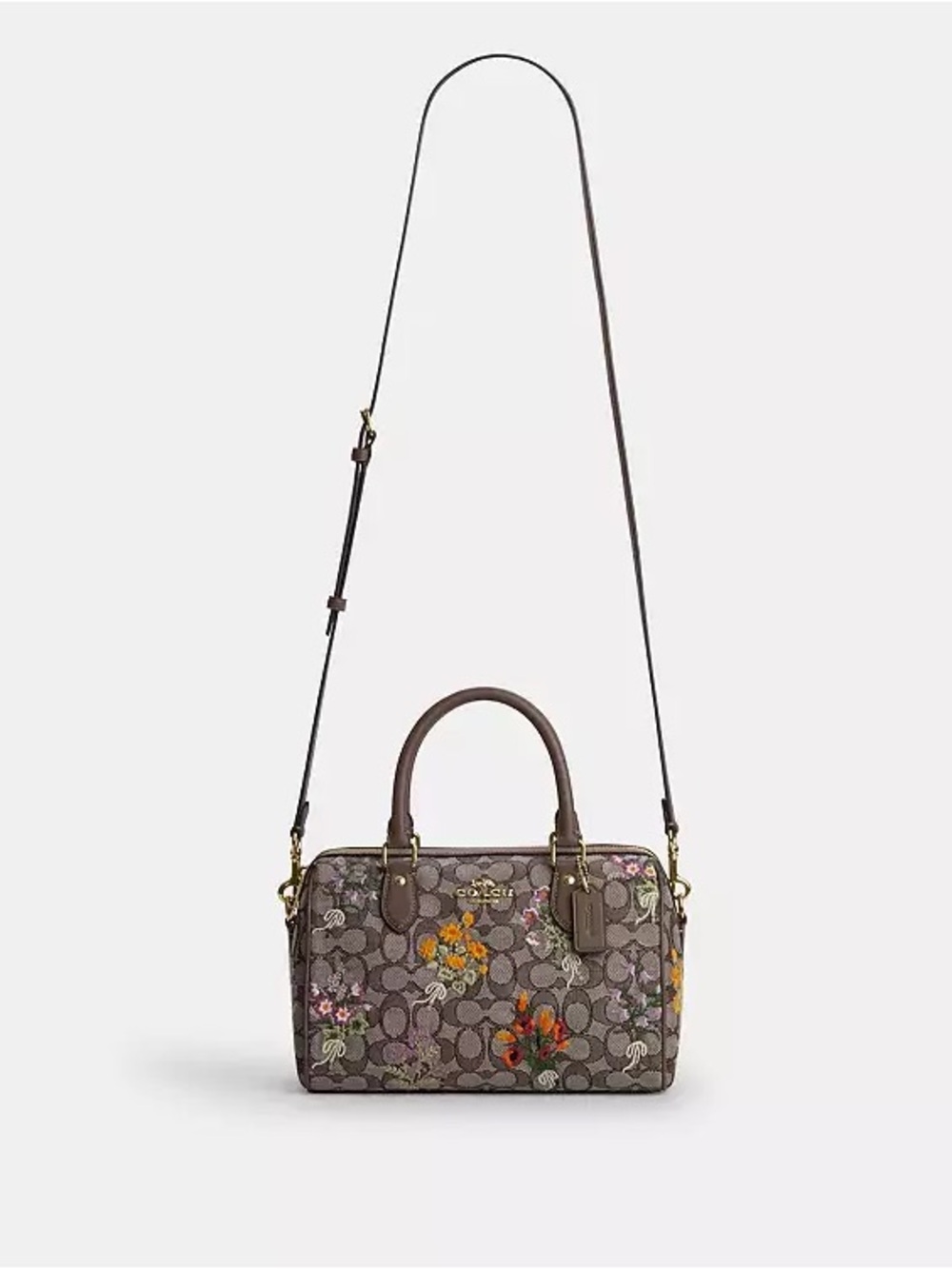 NWT!COACH Rowan Satchel Bag In Signature Jacquard With Floral Embroidery(CDZ01) - Picture 14 of 16